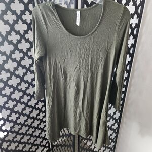 White Mark Olive Long Sleeve Women's Top